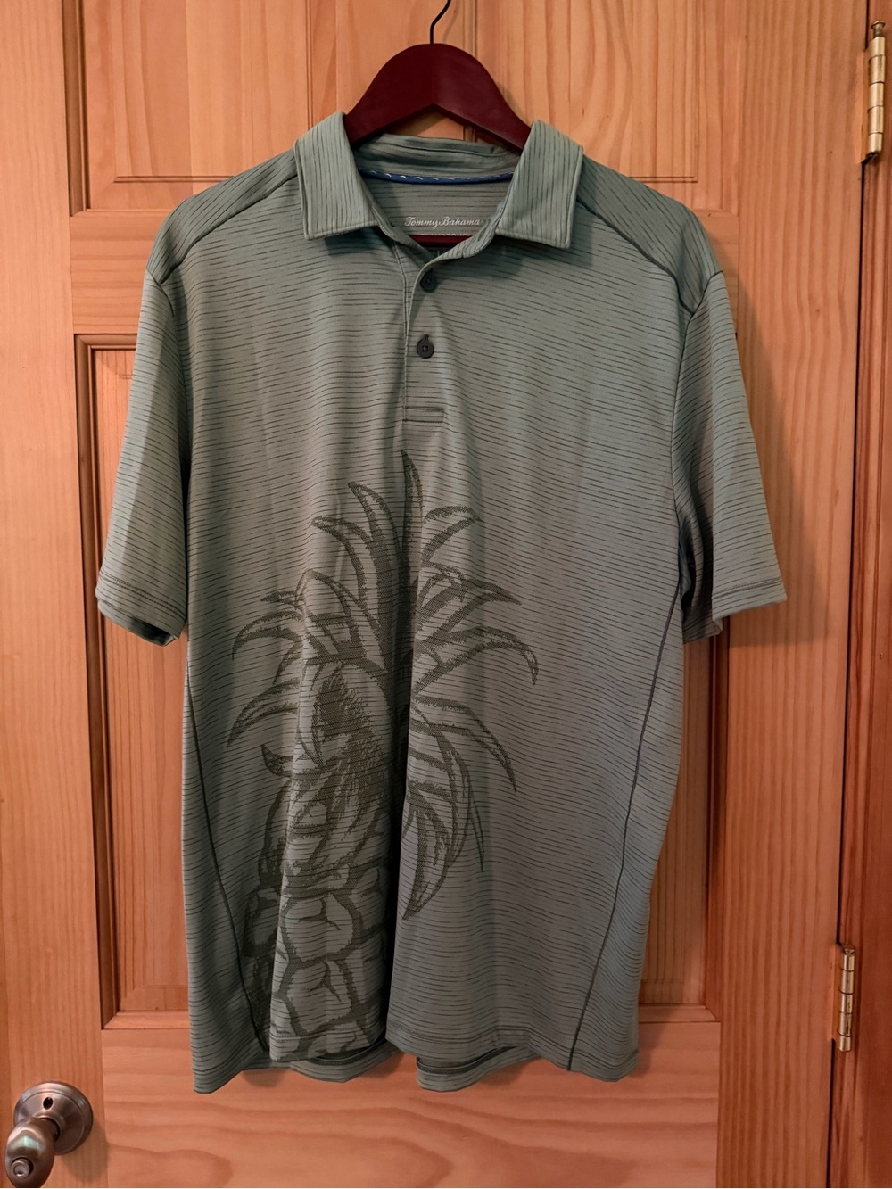 Tommy Bahama Sage Green Short-Sleeve Polo with Pineapple Motif